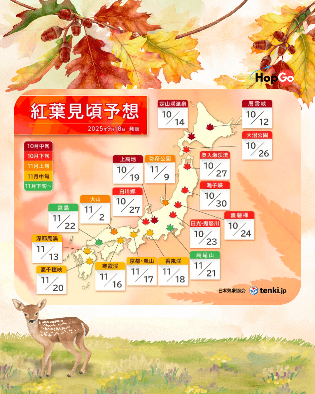 2025年日本红叶最佳观赏期预测